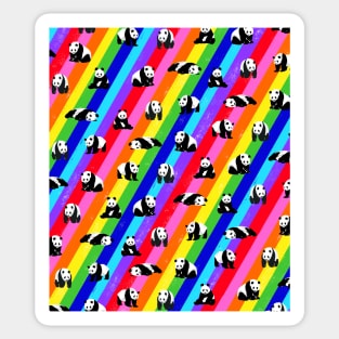 Rainbow Stripes with Panda Pattern Sticker